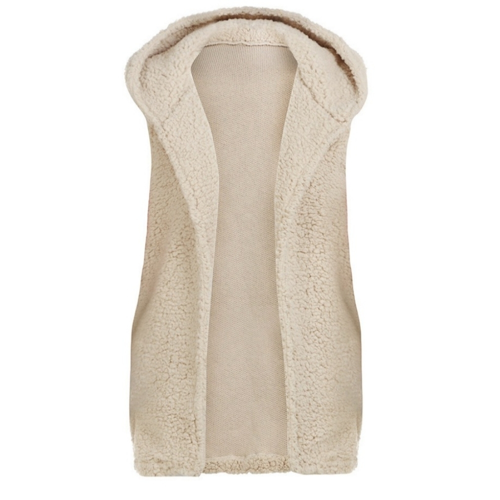 Cozy Sherpa Beige Hooded Vest